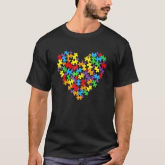 Camiseta Coração de Conscientização do Autismo Dia dos Namo