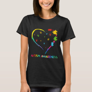 Camiseta Coração de Cores de Consciencialização do Autismo 