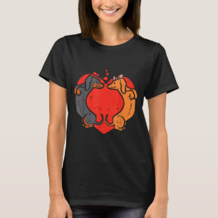 Camiseta Coração de Dachshund Fofo Dia dos Namorados Amante