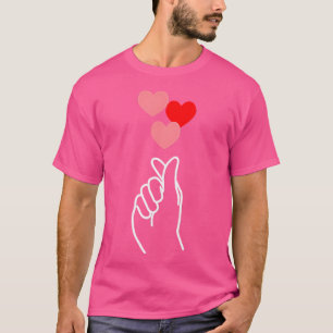 Camiseta Coração de dedo coreano Mão Eu amo você Kpop K-Dra