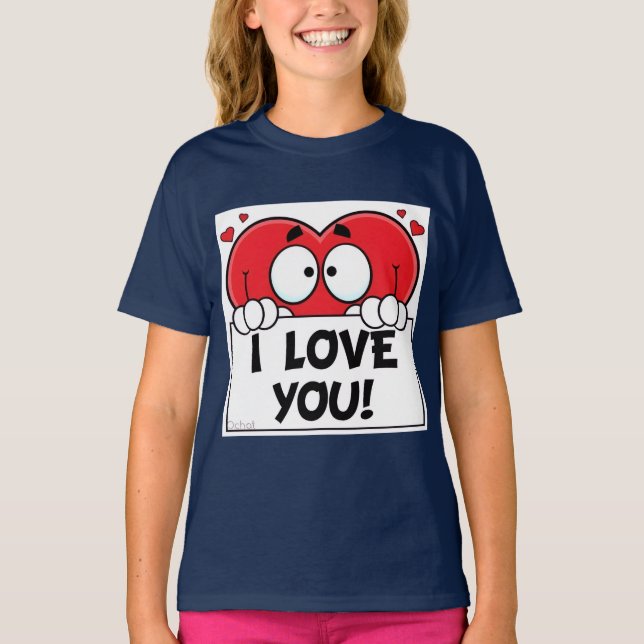 Camiseta Coração de desenho animado  (Frente)