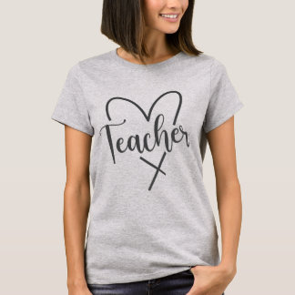 Camiseta Coração de Doodle do Professor Bonito