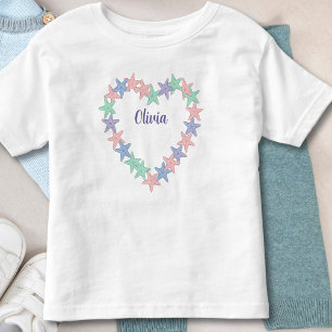 Camiseta Coração de Estrela-do-Mar Personalizado para Menin