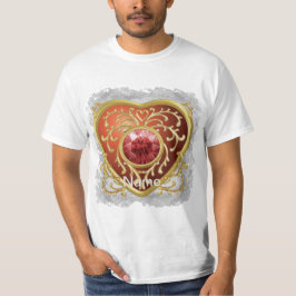 Camiseta Coração de Fada com Joia Falsa Vermelha
