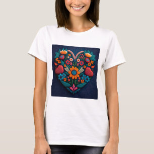 Camiseta Coração de Flores Inspirada na Ucrânia