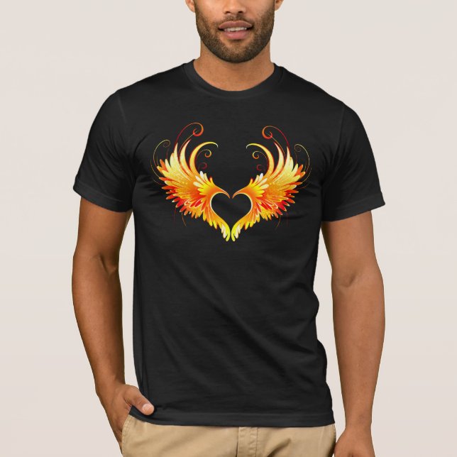 Camiseta Coração de Fogo Angelical com Asas (Frente)