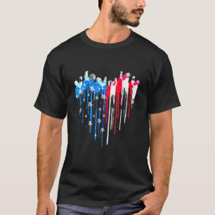Camiseta Coração de Frango Bandeira Americana 4 de Julho Fa