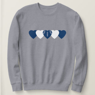 Camiseta Coração de Futebol Azul e Branco Escuro