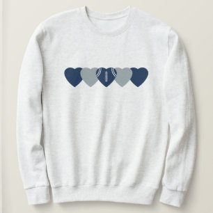 Camiseta Coração de Futebol Azul e Prata Escuro