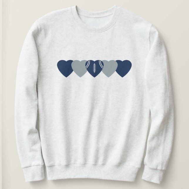Camiseta Coração de Futebol Azul e Prata Escuro (Frente do Design)