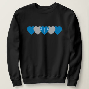 Camiseta Coração de Futebol Azul e Prata Escuro