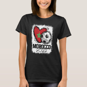 Camiseta Coração de Futebol Bandeira de Marrocos Futebol Ma