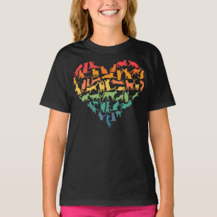 Camiseta Coração de Gatos Patos Coloridos Patos Coloridos C
