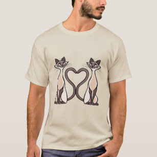 Camiseta Coração de Gatos Siameses