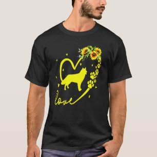 Camiseta Coração de Girassol Cão rouco