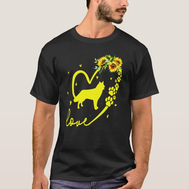 Camiseta Coração de Girassol Cão rouco (Frente)