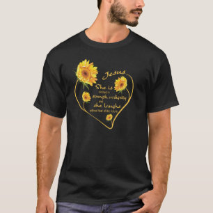 Camiseta Coração de Girassol Jesus Bíblia cristã Verse