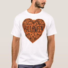 Camiseta Coração de Halloween, Coração em Forma de Laranja,