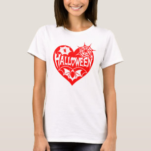 Camiseta Coração de Halloween, Coração Vermelho, Teia de Ar