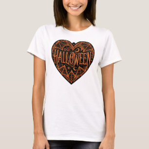 Camiseta Coração de Halloween, Forma de Coração Preto, Feri