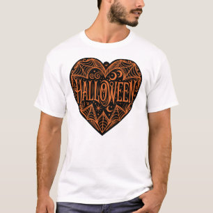 Camiseta Coração de Halloween, Forma de Coração Preto, Feri