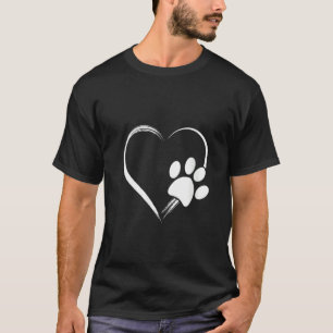 Camiseta Coração De Impressão Da Pata De Cão Para A Mãe Par