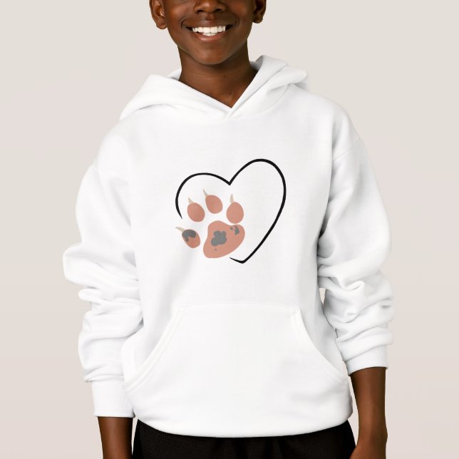 Camiseta Coração de impressão de pata - design de amante de (Frente)
