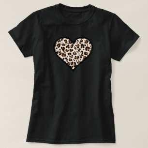 Camiseta Coração de Impressão Leopard