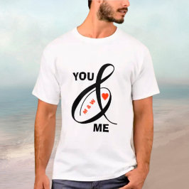 Camiseta Coração de Iniciais Românticos Personalizados