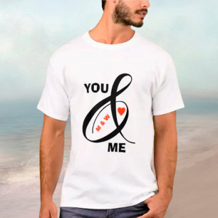 Camiseta Coração de Iniciais Românticos Personalizados