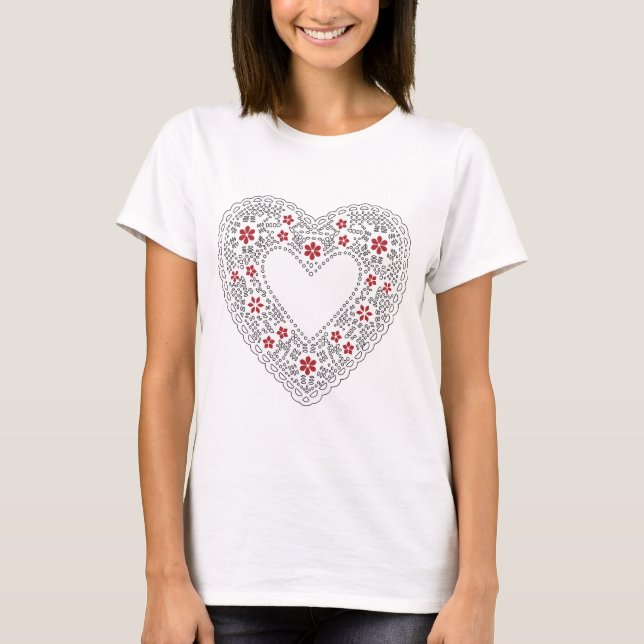 Camiseta Coração de Lace Vermelho e Branco (Frente)