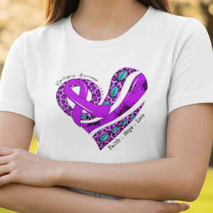 Camiseta Coração de Laço Roxo Conscientização sobre Epileps