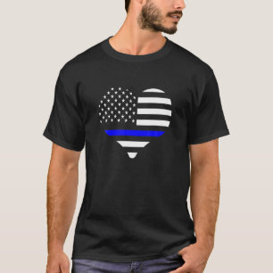 Camiseta Coração de Linha Azul Thin Formatou Polícia de 