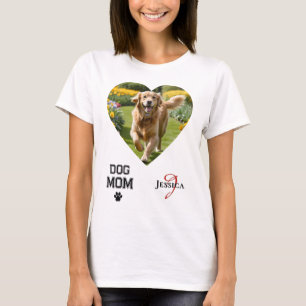 Camiseta Coração de Mãe de Cachorro em Forma de Fotos Monog