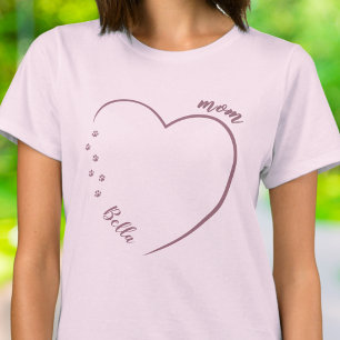 Camiseta Coração de Mãe de Estimação Linha Arte Impressões