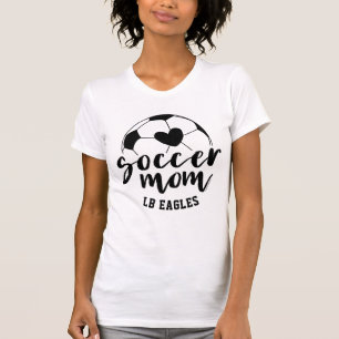 Camiseta Coração de Mãe de Futebol Bola Nome e Número Perso