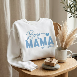 Camiseta Coração de Mãe de Menino Ano Estabelecido Letterin