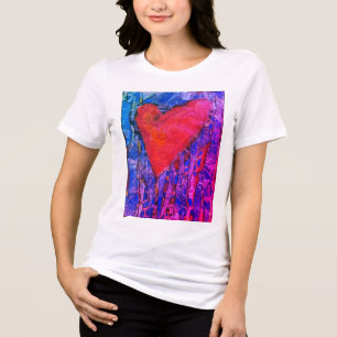 Camiseta Coração de mosaico rosa feminino