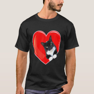 Camiseta Coração De Namorados De Gato Tuxedo Para Gatinhos