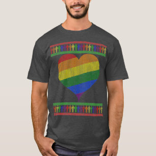 Camiseta Coração de Natal Gay em Arco-íris 2