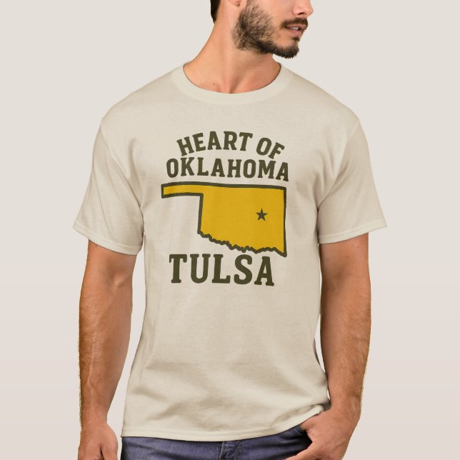 Camiseta Coração de Oklahoma | Design do Mapa do Estado de  (Frente)