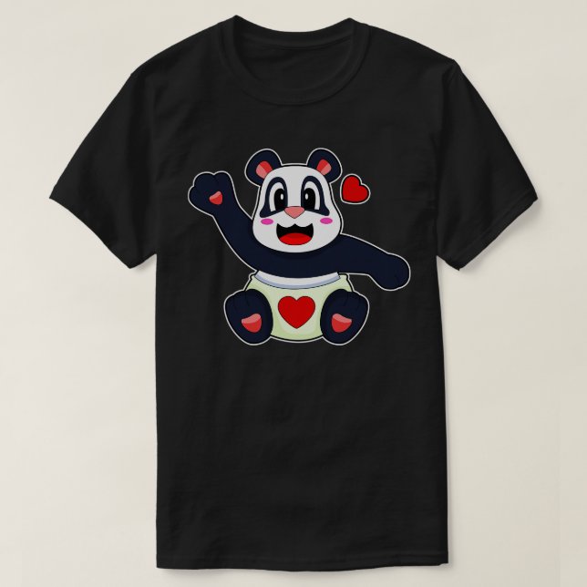 Camiseta Coração de Panda 1 (Frente do Design)