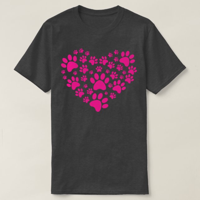 Camiseta Coração de Pata de Cães (Frente do Design)