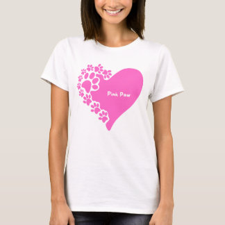 Camiseta coração de patas rosa para mulheres amant