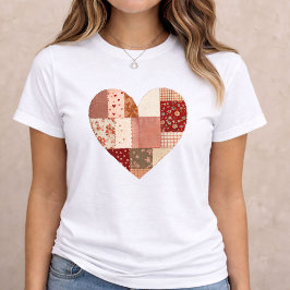 Camiseta Coração de Patchwork do Dia dos Namorados