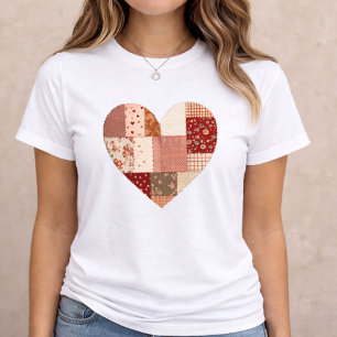 Camiseta Coração de Patchwork do Dia dos Namorados