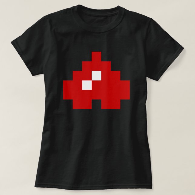 Camiseta Coração de Pixel de 8 Bits para Baixo (Frente do Design)