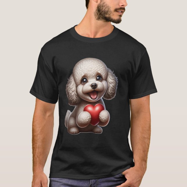 Camiseta Coração de Poodle Eu Amo Poodle (Frente)