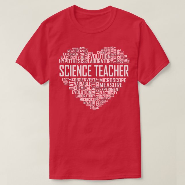 Camiseta Coração de Professores de Ciência (Frente do Design)