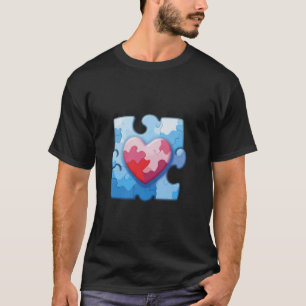 Camiseta Coração de Puzzle do Autismo Conscientização do Au